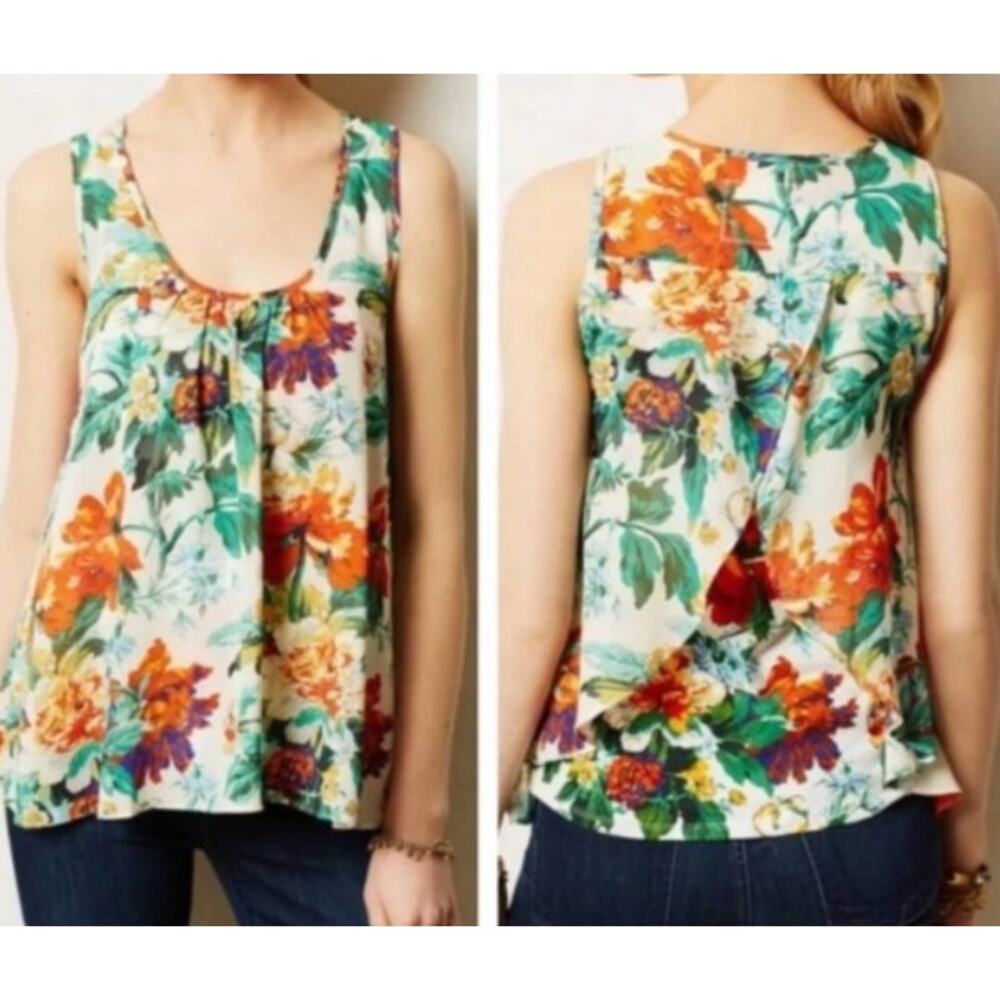 Anthropologie Meadow Rue Sleeveless Top Floral Multicolor Small